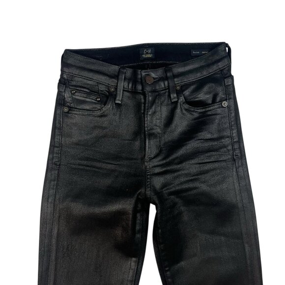 Citizens of Humanity Rocket Slick High Rise Skinny Jeans Sz 24 Black Leatherette - Picture 6 of 11